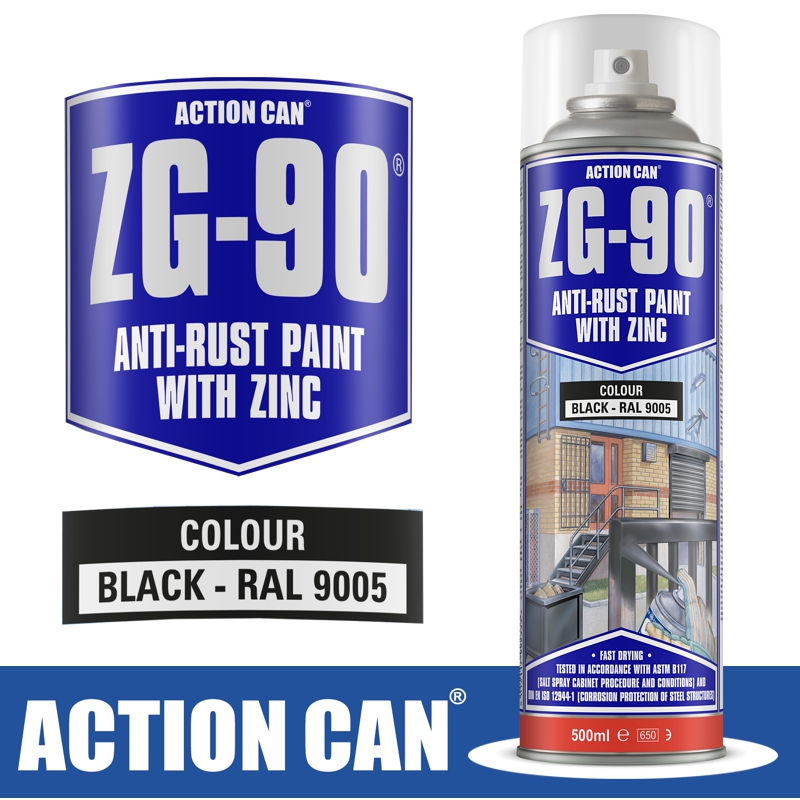 ZG90 BLACK 500ML BLACK GALVANISING ZINC PAINT COLD RAPID DRY